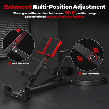 Streamnova Roman chair, adjustable back extension bench, 500LB capacity, core and lower body workout.