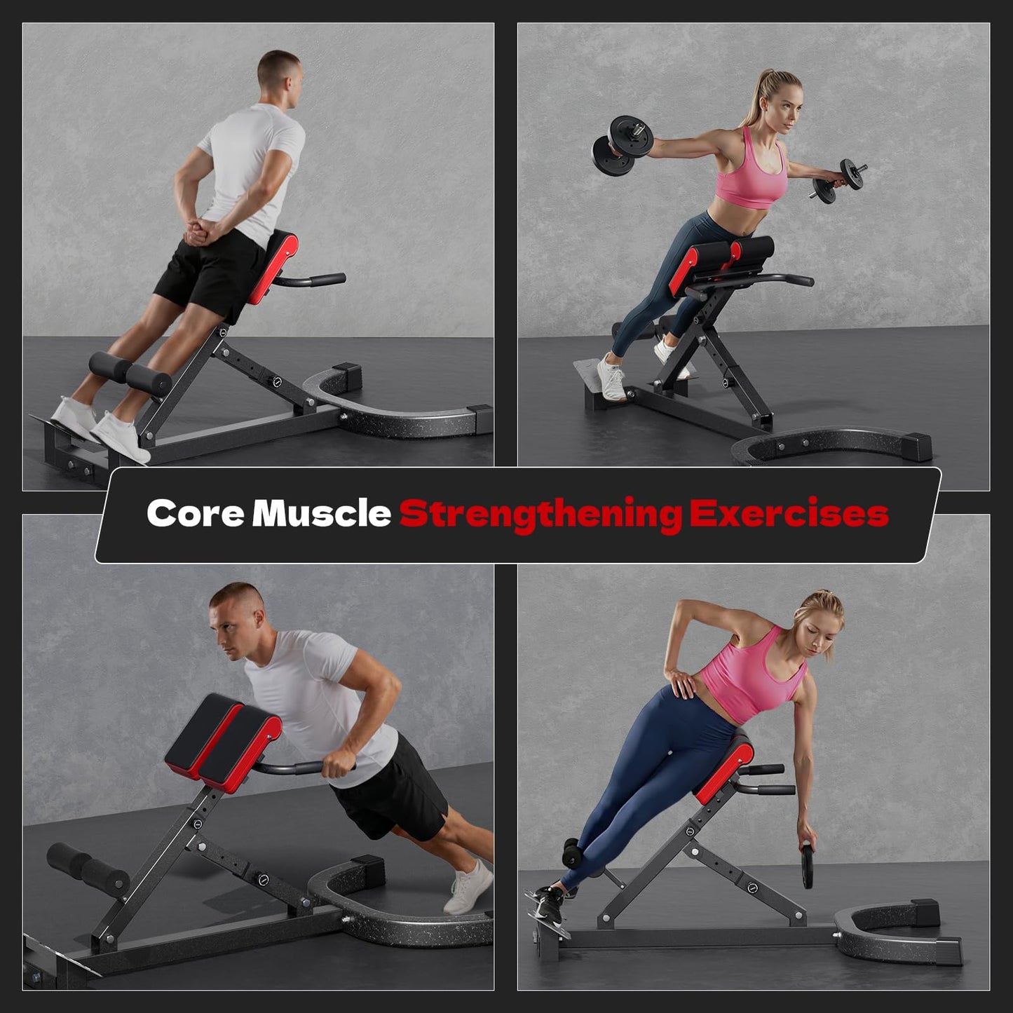 Streamnova Roman chair, adjustable back extension bench, 500LB capacity, core and lower body workout.