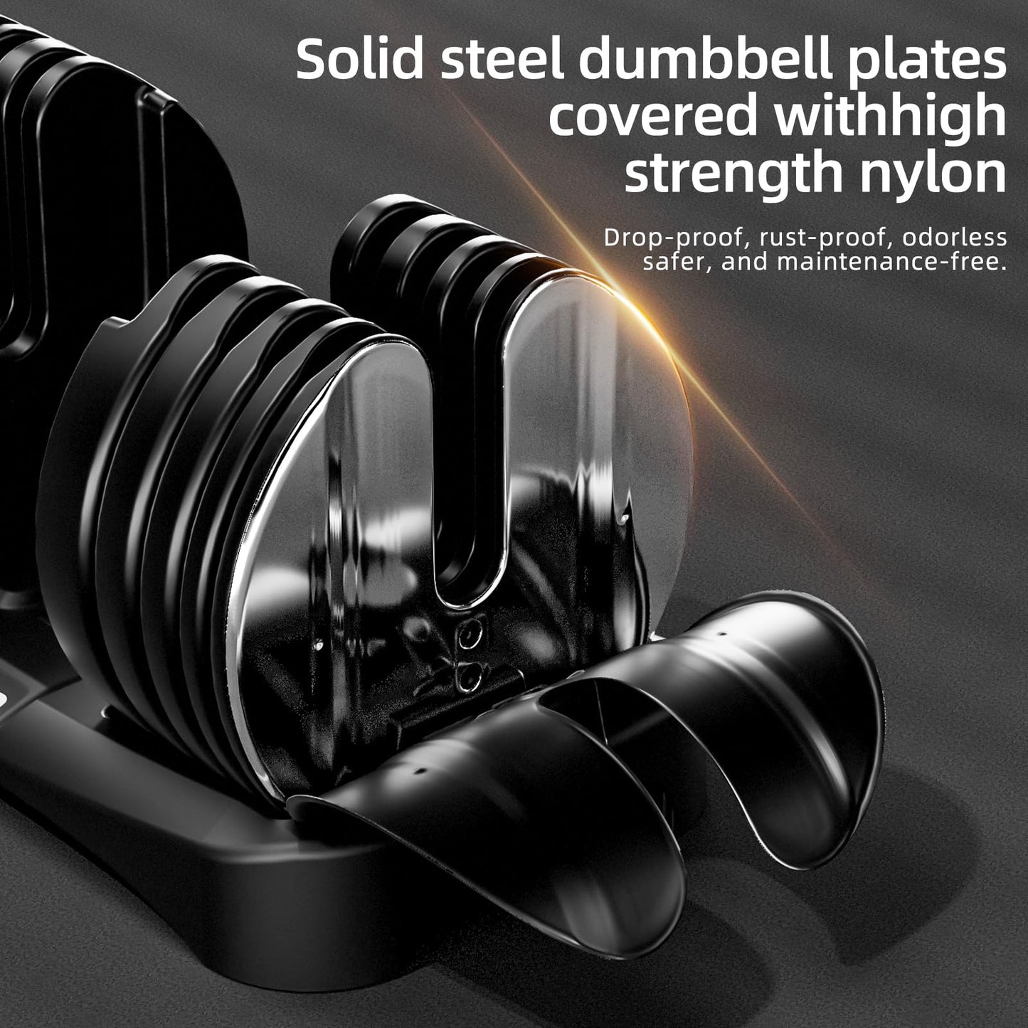 Moveta adjustable dumbbells, 105lbs set, 15-in-1 design, ideal for home strength training.