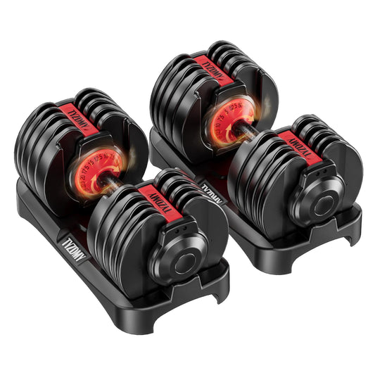 TYZDMY adjustable dumbbells, 105lbs set, 15-in-1, ideal for home fitness training.