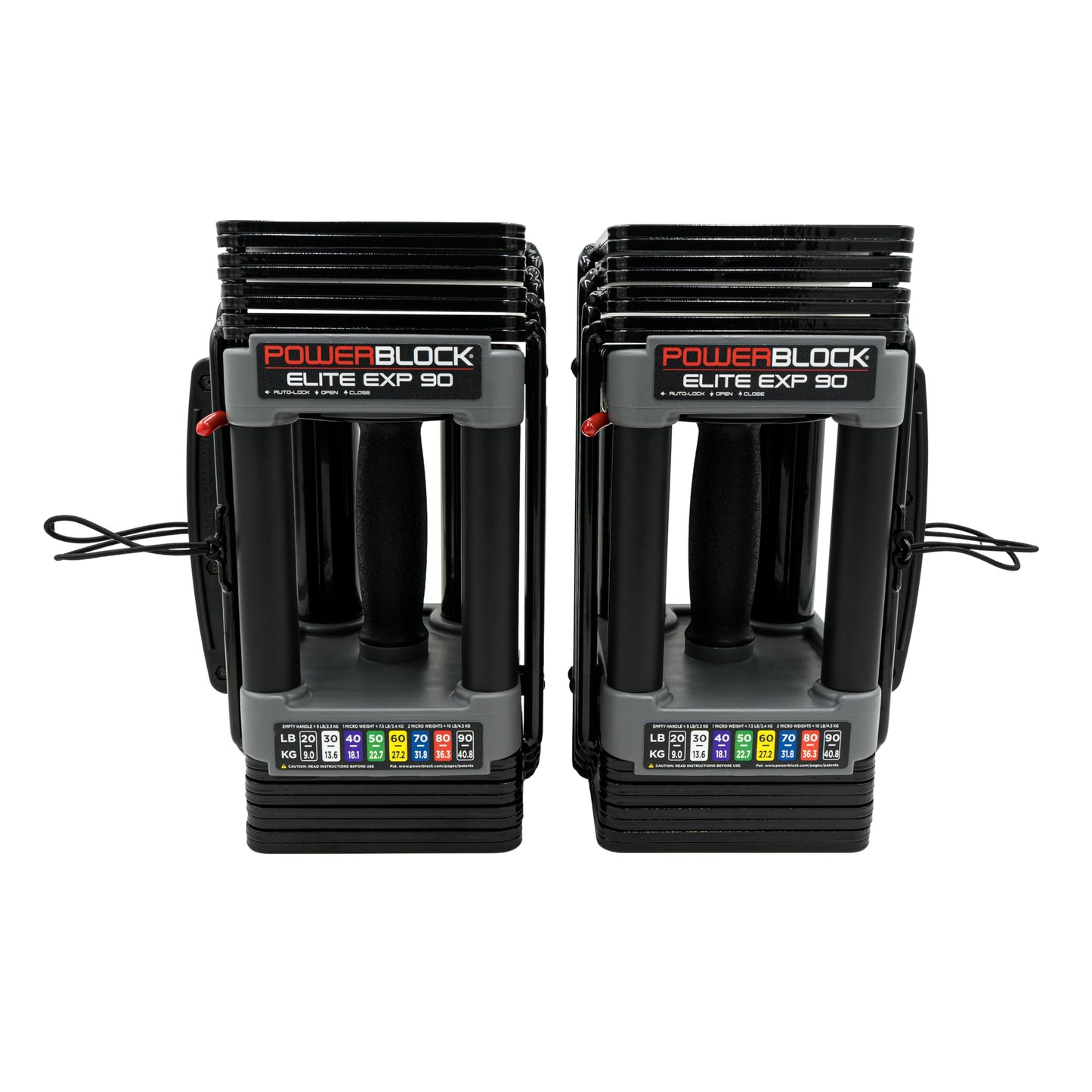 PowerBlock Elite EXP dumbbells, adjustable 5–50lbs, compact, durable all-in-one weights.