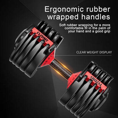TYZDMY adjustable dumbbells, 105lbs set, 15-in-1, ideal for home fitness training.