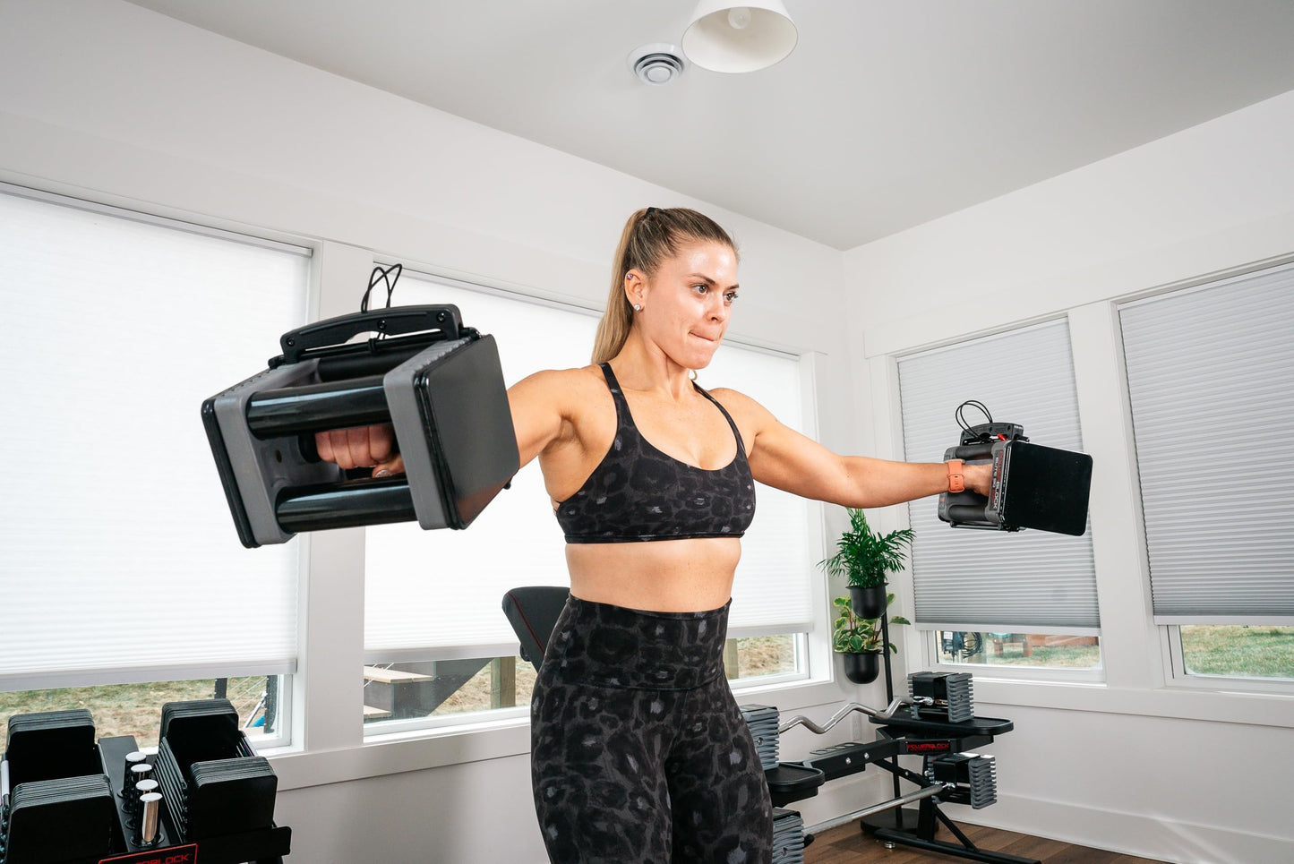 PowerBlock Elite EXP dumbbells, adjustable 5–50lbs, compact, durable all-in-one weights.