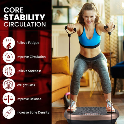 EILISON vibration plate, full-body workout, weight loss, recovery, includes resistance bands.