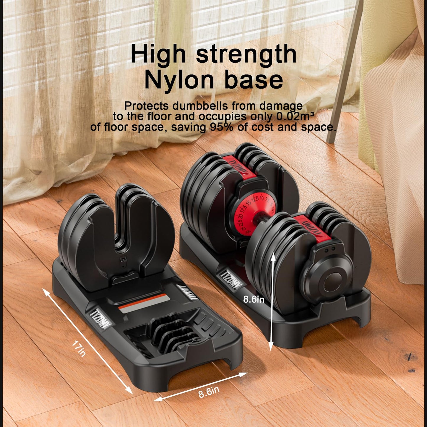 TYZDMY adjustable dumbbells, 105lbs set, 15-in-1, ideal for home fitness training.