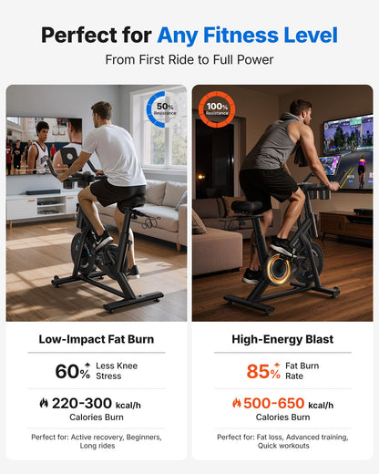 Merach exercise bike, quiet magnetic system, app support, 270LB capacity, home cycling.