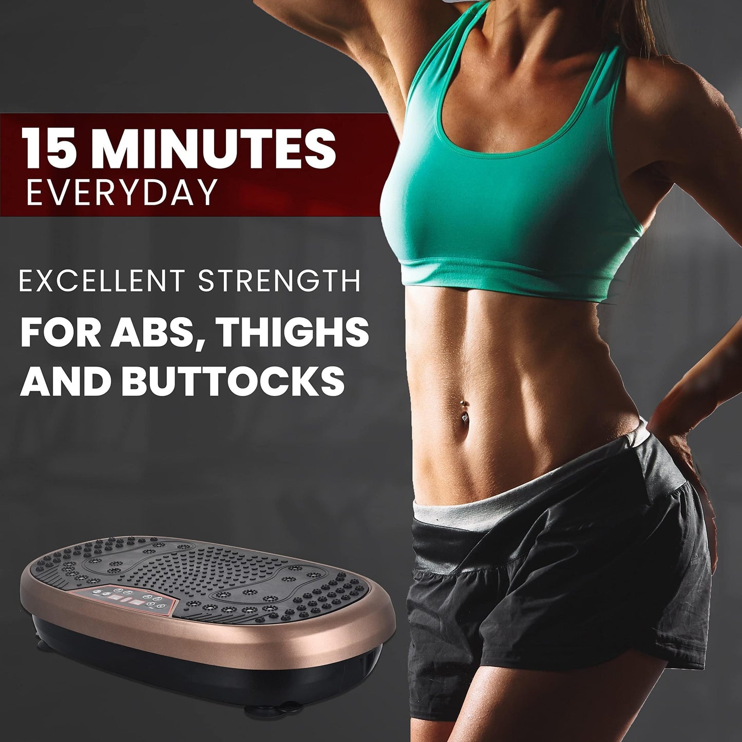 EILISON vibration plate, full-body workout, weight loss, recovery, includes resistance bands.