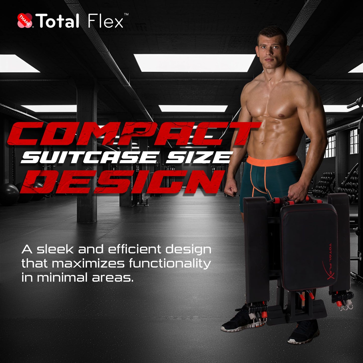 TOTAL FLEX folding bench, multi-function workout bench, compact home gym equipment.