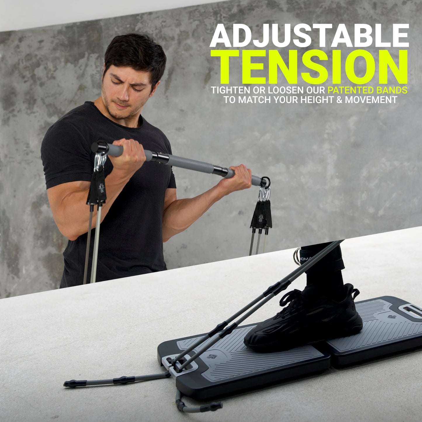 EVO Gym portable system, resistance bands set, compact all-in-one home gym, up to 320LB.